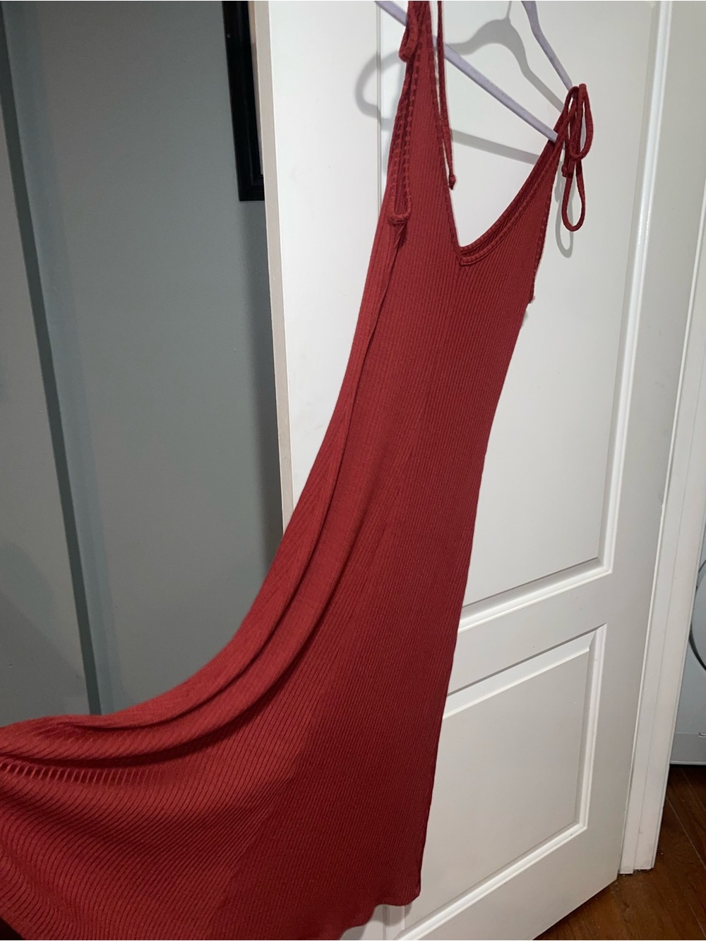 New! Reformation Shandy Ribbed Knit Tie Strap Midi Dress 🥀 Large - Picture 3 of 6